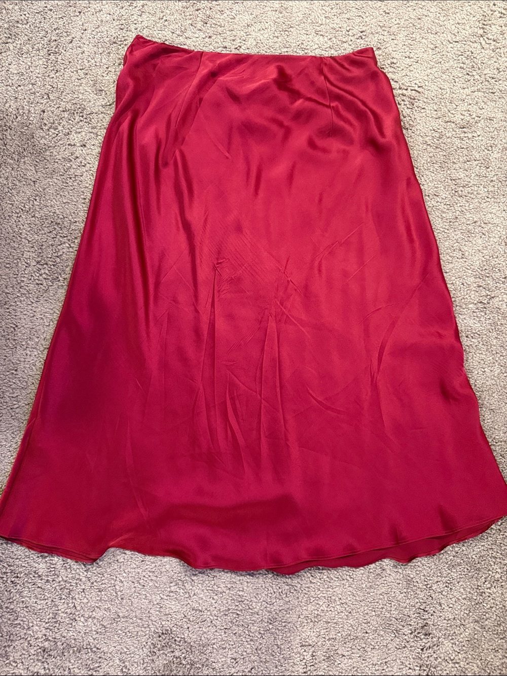 Quince Crimson/Burgundy Silk Midi Slip Skirt - Picture 4 of 4